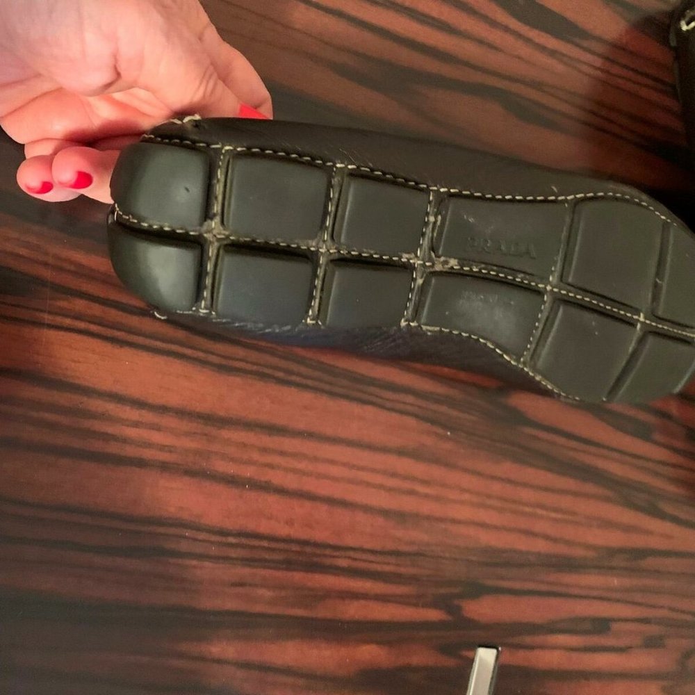 PRADA Brown Leather Moccasins SZ 6.5 - Picture 10 of 12